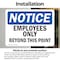 Signmission Employees Only Beyond This Point OSHA Notice Sign, Vinyl Decal, 14in W x 10in L, 2PK OS-2PACK-NS-D-1014-L-15607 - alternate 5